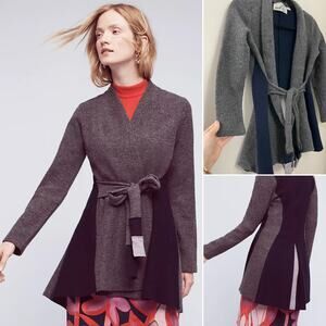 Anthropologie Cozy Minimalist Rosie Niera Denisse 100% Boiled Wool Navy Jacket S